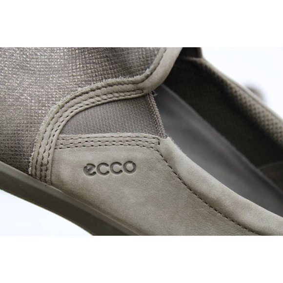 Ecco Soft 5 Slip On Shoes Women's 40 Gray Metallic Leather Cushioned Round Toe - Picture 14 of 14